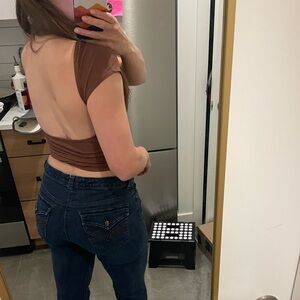 Going out Backless Elegant Brown Women's Top